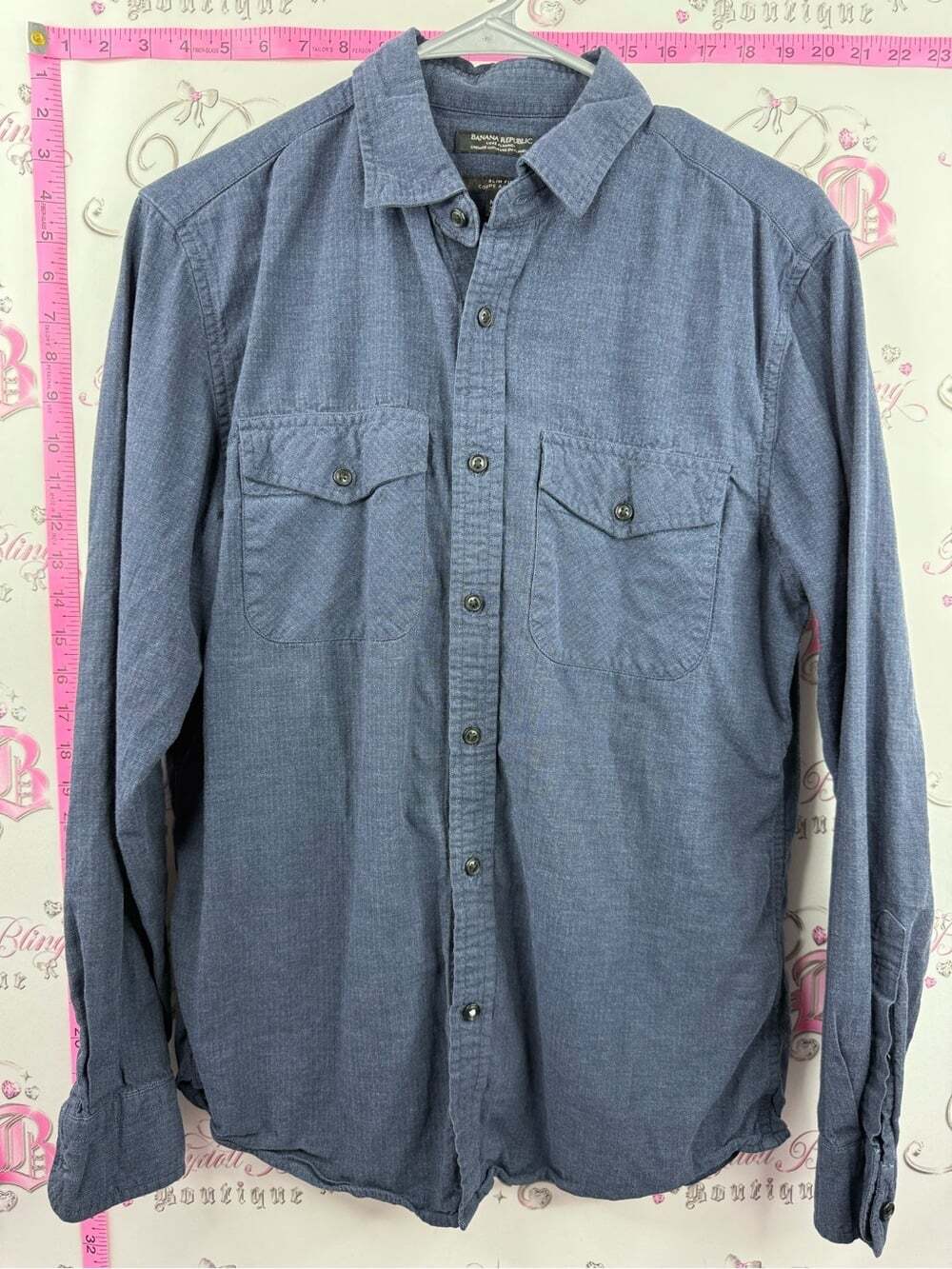 Banana Republic luxe flannel shirt button up Men's Blue Button-Down Casual Shirt